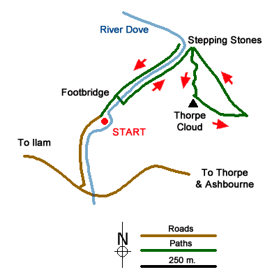 Route Map - Thorpe Cloud and the Dove Valley Walk