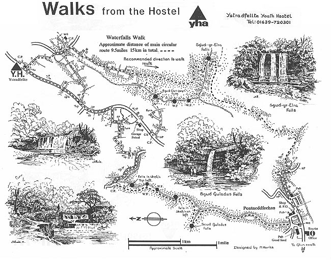 Ystradfellte Waterfalls Walk map