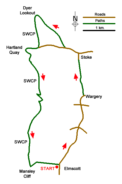 Route Map - Stoke & Hartland Quay Walk