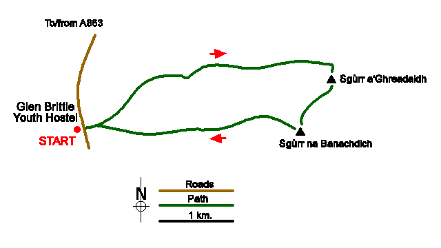 Route Map - Sgurr a'Ghreadaidh and Sgurr na Banachdich Walk