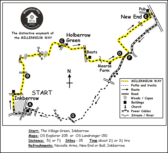 Route Map - New End & Holberrow Green from Inkberrow Walk