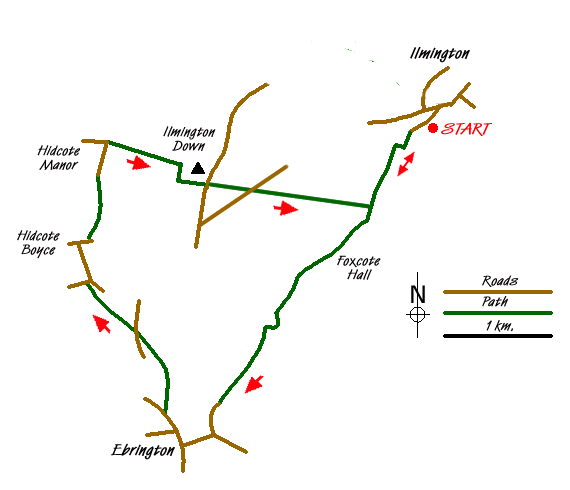 Route Map - Hidcote & Ilmington Down Walk