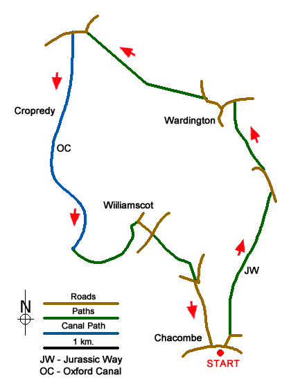 Route Map - Wardington & Cropredy from Chacombe Walk