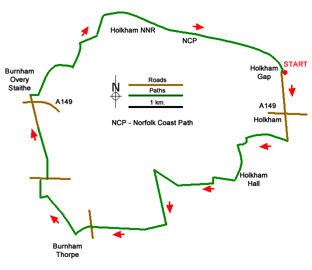 Route Map - Holkham & Holkham Park Circular Walk