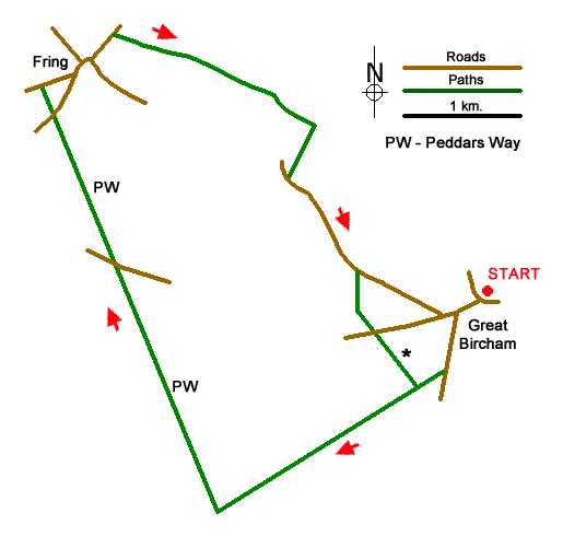Route Map - Great Bircham & Fring Circular Walk