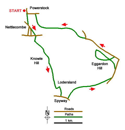 Route Map - Eggardon Hill from Powerstock Walk