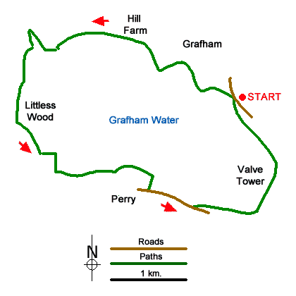Route Map - Grafham Water Circular Walk