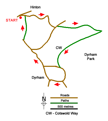 Route Map - Hinton & Dryham Circular Walk