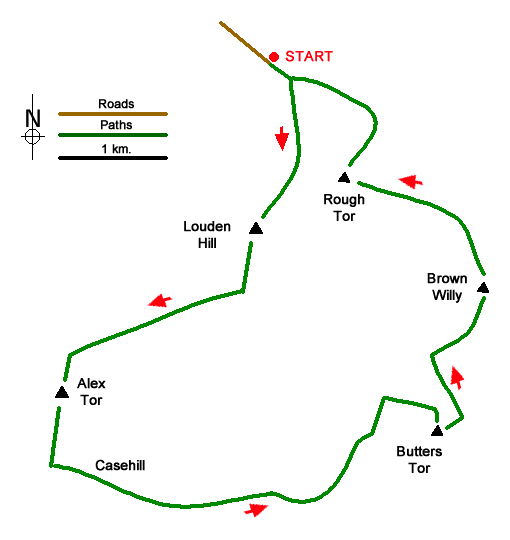 Route Map - Tors of Bodmin Moor Walk