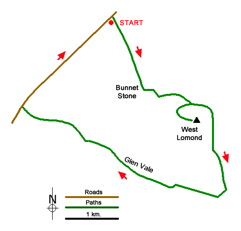 Route Map - West Lomond from near Gateside Walk