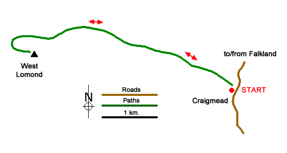 Route Map - West Lomond from Craigmead Walk