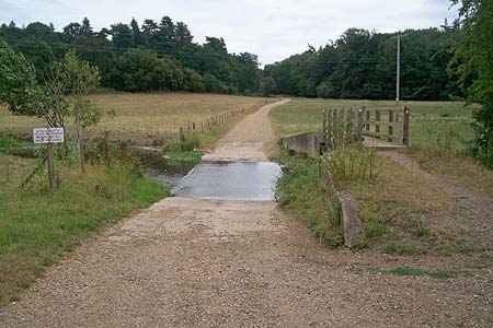 Hall Ford with the River Ash crossing the road