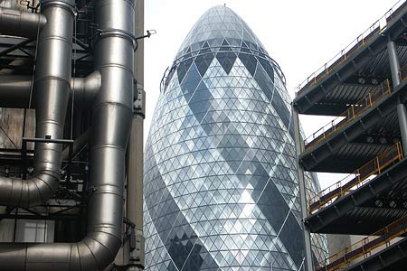 The Swiss Re Building and Lloyds, London
