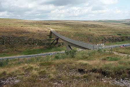 The footbridge carrying the Pennine Way across the M62