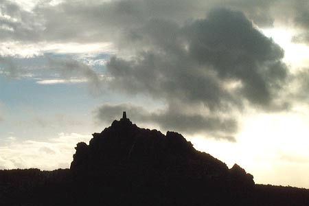 Manstone Rock silhouetted against a winter sky