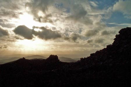 Sunset over the Stiperstones ridge from Manstone Rock