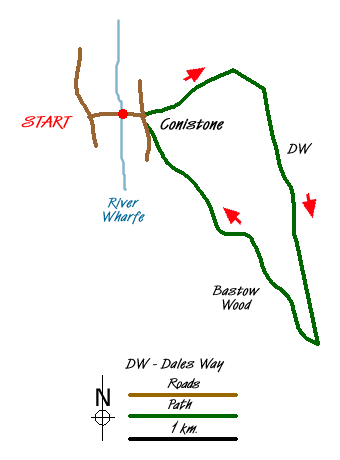 Route Map - Conistone to Grassington via the Dib Walk