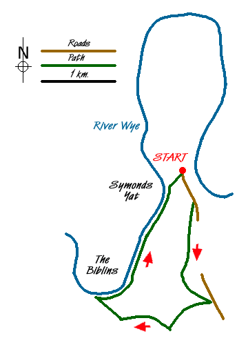 Route Map - Symonds Yat Rock and the Biblins Walk