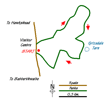 Route Map - Grizedale Tarn circular Walk