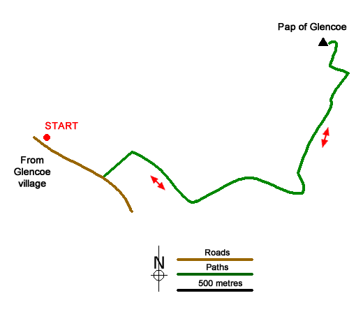 Route Map - Sgurr na Ciche (Pap of Glencoe) Walk