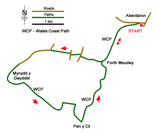 Route Map - Mynydd Mawr & Porth Meudwy Circular Walk