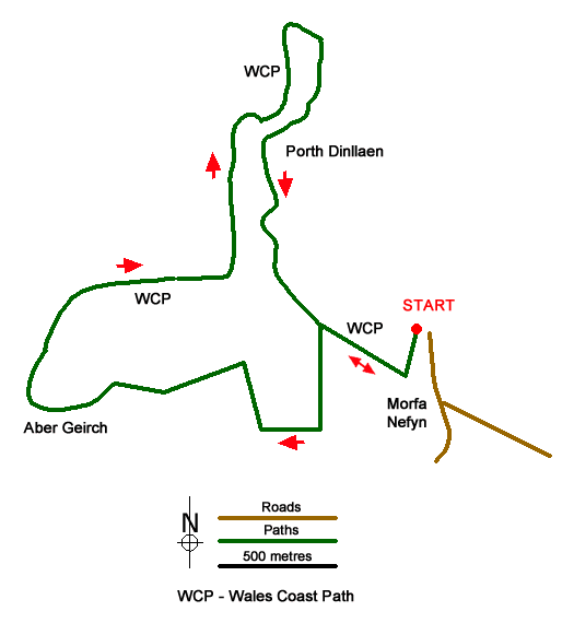 Route Map - Porth Dinllaen from Morfa Nefyn Walk