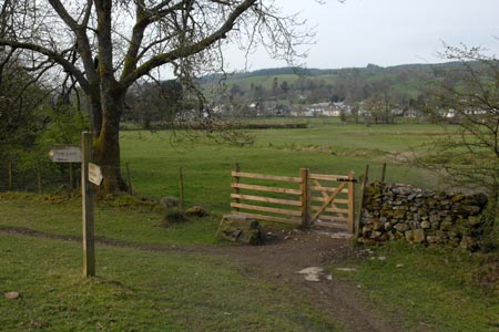 The junction of paths just after leaving Hawkshead
