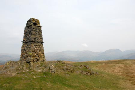 The large obelisk marking the summit of Latterbarrow