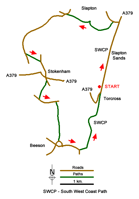 Route Map - Slapton Sands & Stokenham from Torcross
 Walk