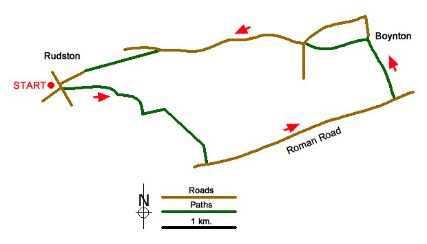 Route Map - Boynton from Rudston Circular
 Walk
