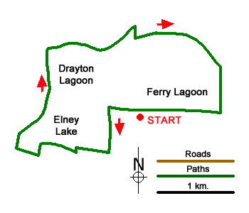Route Map - Fen Drayton Nature Reserve Walk
 Walk