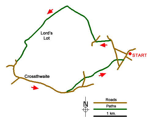 Route Map - Underbarrow, Lord's Lot and Crossthwaite Walk