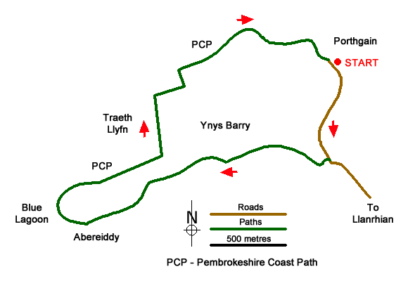 Route Map - Porthgain, Abereiddi Bay & Blue Lagoon Walk