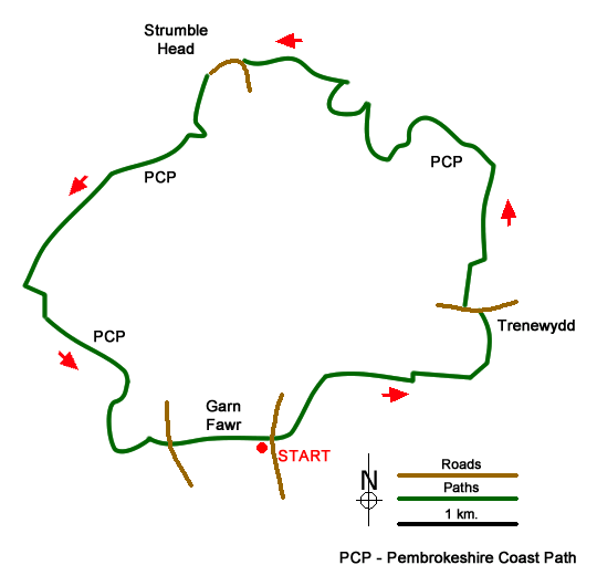 Route Map - Strumble Head & Garn Fawr Hillfort Walk