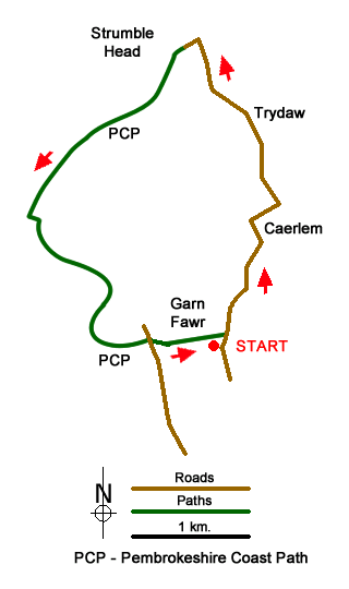 Route Map - Strumble Head from Garn Fawr Walk