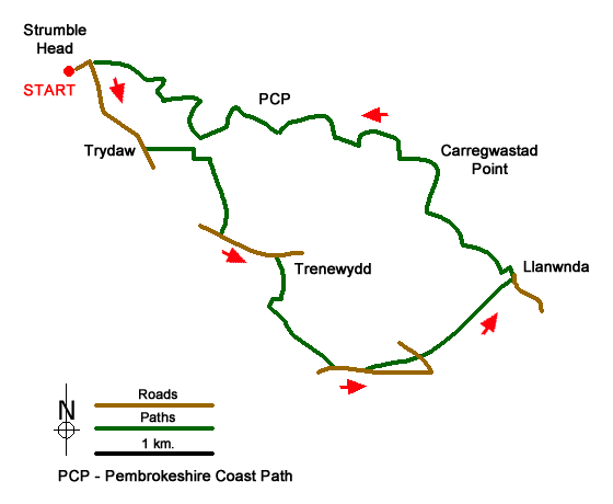 Route Map - Carregwastad Point & Strumble Head Circular Walk