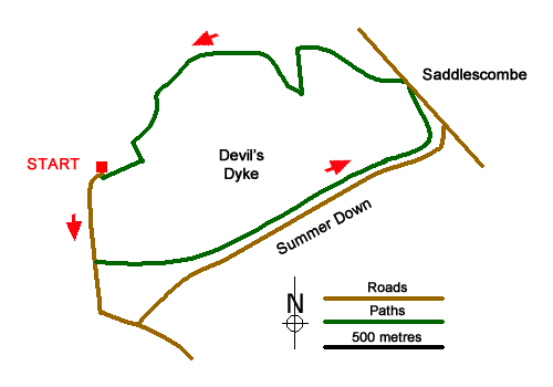 Route Map - Devil's Dyke Circular Walk