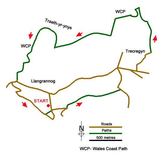 Route Map - Llangrannog Circular Walk