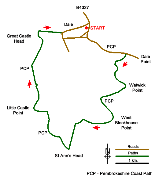 Route Map - St Anne's Head & Dale Peninsula Walk