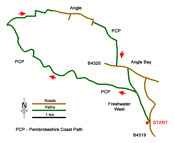 Route Map - Freshwater West & Angle Walk