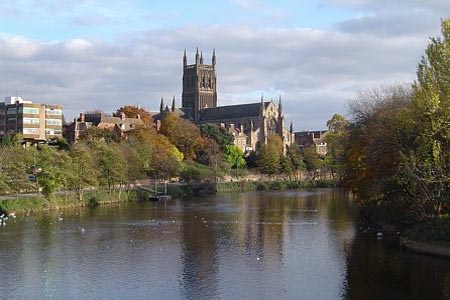 Worcester Cathedral from the road bridge