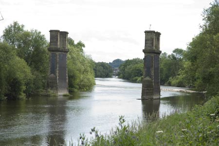 Piers are only remains of railway bridge near Bewdley
