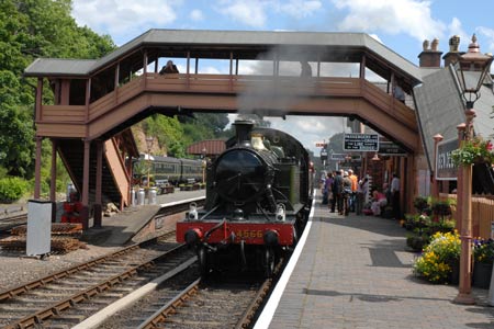 A train prepares to depart from Bewdley station