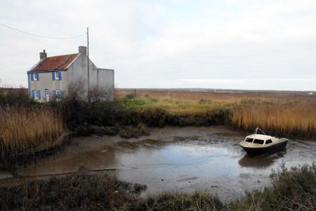 Cottage on the salt marsh near Brancaster Staithe