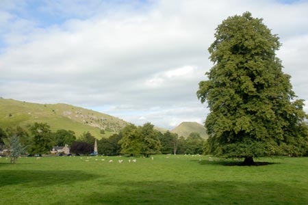 Ilam with Thorpe Cloud (right)