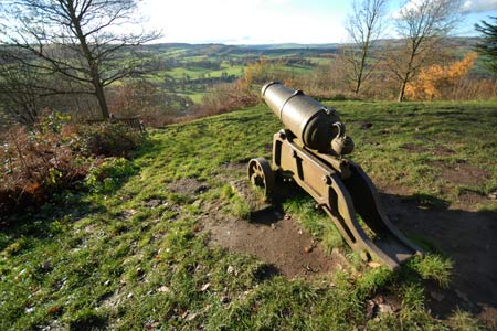 A cannon looks out across the Derwent Valley, Chatsworth