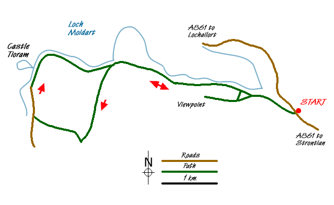 Route Map - The Silver Walk & Castle Tioram, Loch Moidart Walk