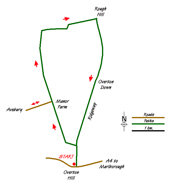 Route Map - Avebury & Overton Down Walk
