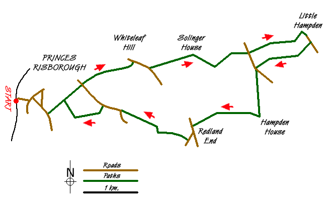 Route Map - Princes Risborough circular  Walk