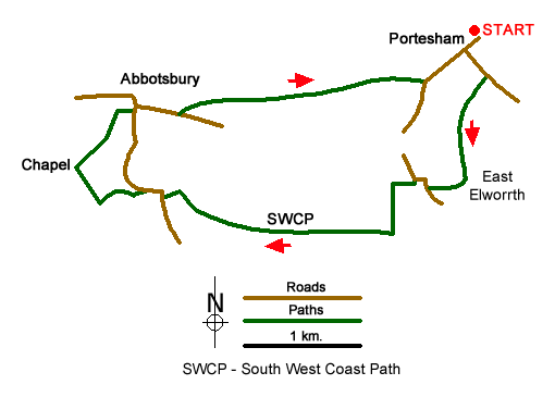 Route Map - Abbotsbury & Portesham Circular Walk